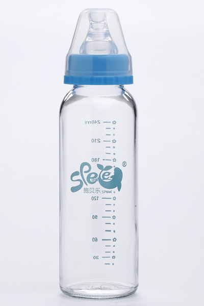 施貝樂(lè)直身玻璃奶瓶藍(lán)色240mlLBZ08