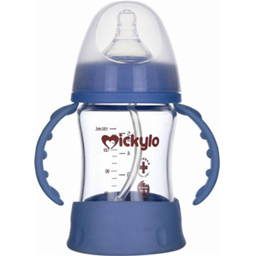 米奇樂(lè)防破晶鉆玻璃寬口自動(dòng)奶瓶150ml