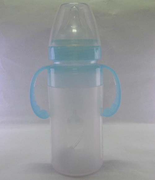 嬰兒寶240ML直身寬口徑液體硅膠自動(dòng)手柄奶瓶