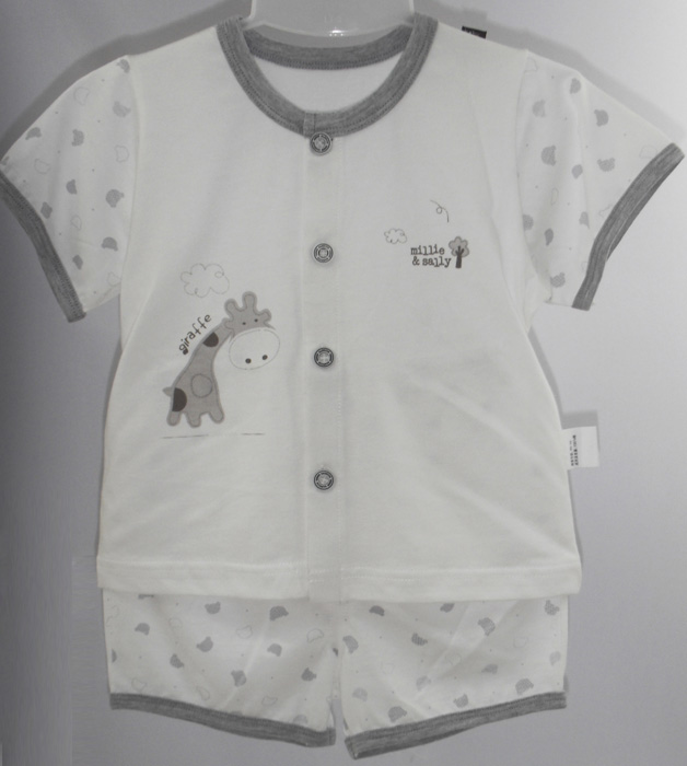 娃愛(ài)的蓓蓓灰色花紋短袖短褲套裝