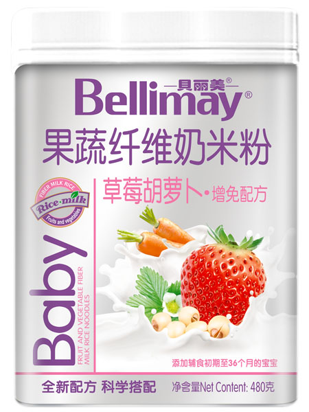 貝麗美草莓胡蘿卜果蔬纖維奶米粉