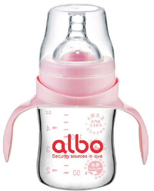 愛樂(lè)寶寬口晶鉆玻璃奶瓶150ml粉色