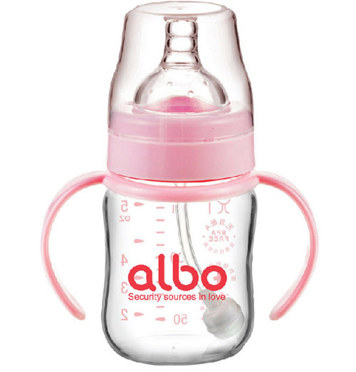 愛(ài)樂(lè)寶自動(dòng)晶鉆玻璃奶瓶150ml粉色