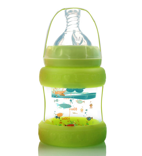優(yōu)冠寶貝防護(hù)玻璃奶瓶150ml綠色