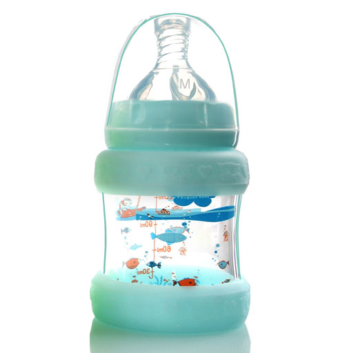 優(yōu)冠寶貝防護玻璃奶瓶150ml藍色