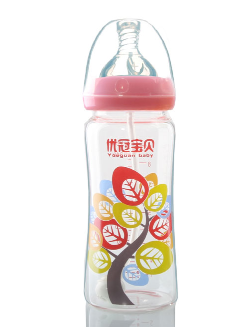 優(yōu)冠寶貝金鉆玻璃奶瓶260ml紅色