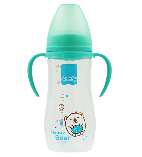 貝斯比寬口自帶刻度異形PP奶瓶300ml綠色