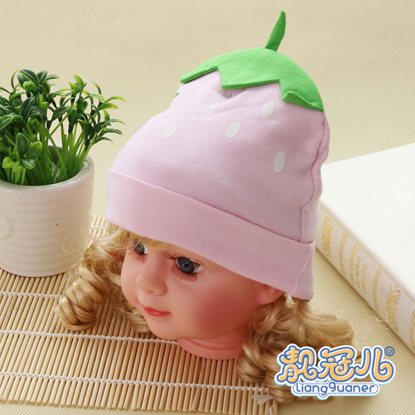 靚冠兒嬰幼兒草莓帽子粉白色