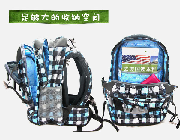 琴鳥魅力格子兒童書包足夠大的收納空間