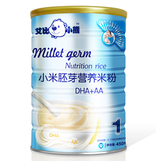 艾比小熊DHA+AA小米胚芽米粉1段聽裝