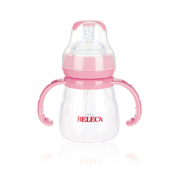 貝樂嘉粉色雙柄嬰兒硅膠全自動奶瓶