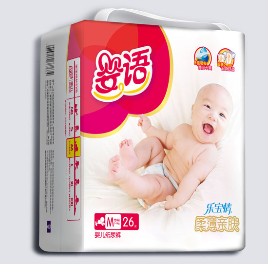 嬰語(yǔ)柔薄親膚嬰兒紙尿褲M碼26片