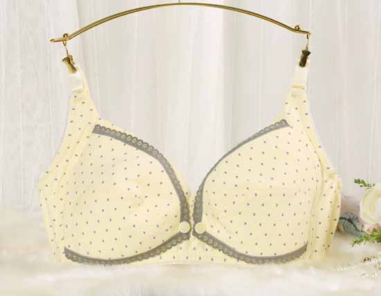 元曼零感輕盈515前開扣無鋼托哺乳內(nèi)衣內(nèi)褲黃色玉點