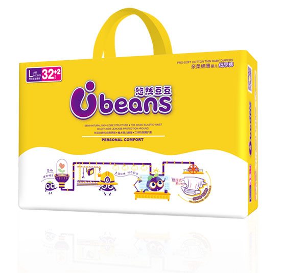 悠然豆豆半芯體輕柔棉薄嬰兒紙尿褲L34片