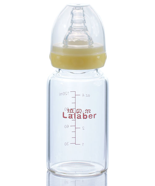 拉貝爾4安士標準口徑玻璃奶瓶-黃色奶環(huán)