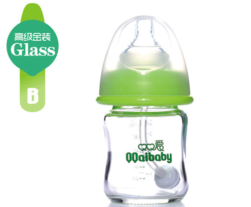 Q0愛寬口徑無把手自動鋼化玻璃奶瓶120ML