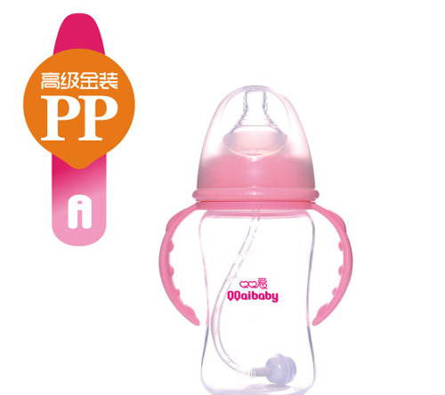 Q0愛寬口徑雙柄弧形自動PP奶瓶240ML
