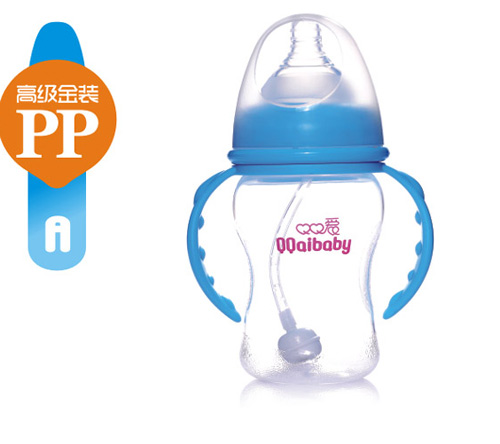 Q0愛寬口徑雙柄自動PP奶瓶180ML