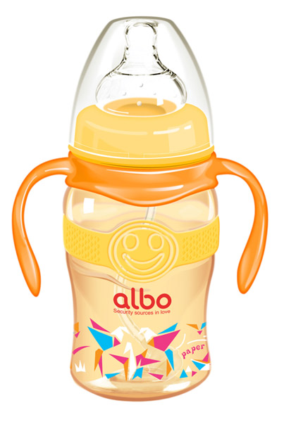 愛樂寶220mlPPSU寬口感溫自動奶瓶桔色