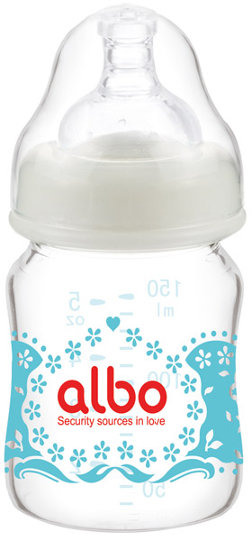 愛(ài)樂(lè)寶150ml寬口初生玻璃奶瓶白