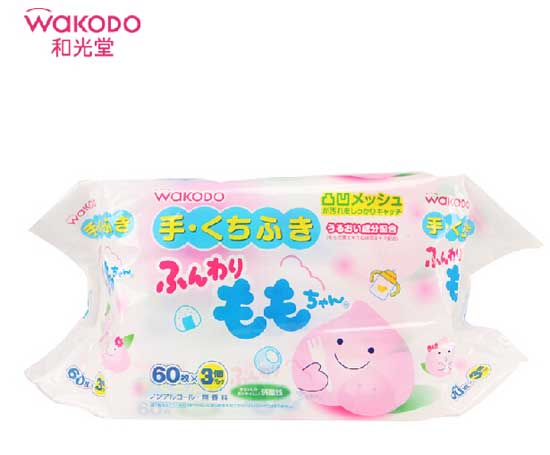 和光堂桃桃嬰兒手口濕巾60片