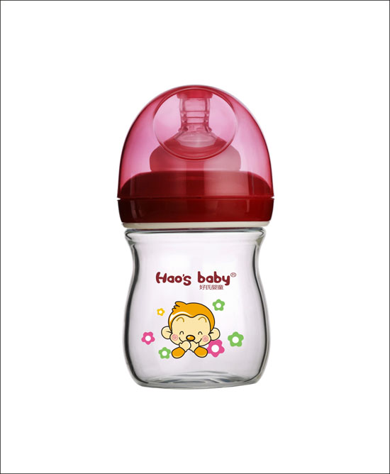 好氏嬰童小猴印花紅色奶瓶