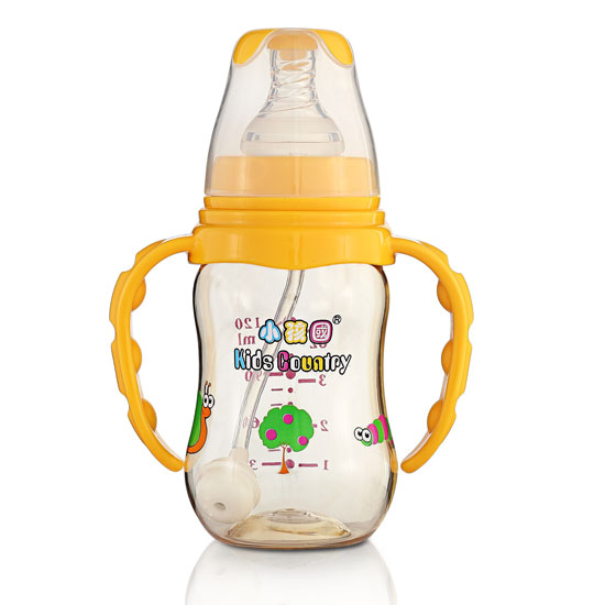 小孩國(guó)初生標(biāo)口弧形自動(dòng)PPSU安全奶瓶120ML黃色