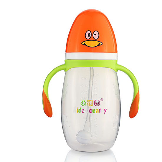 小孩國寬口自動企鵝PP奶瓶300ML黃色