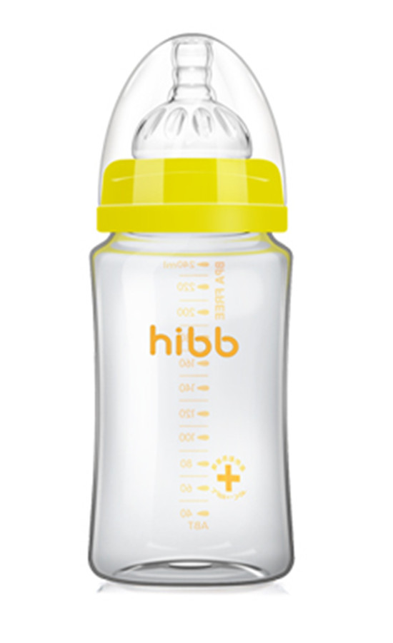 浩一貝貝寬口玻璃奶瓶黃色240ml