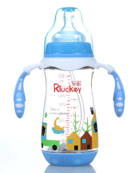 樂(lè)起弧形有耳PPSU奶瓶藍(lán)色300ml