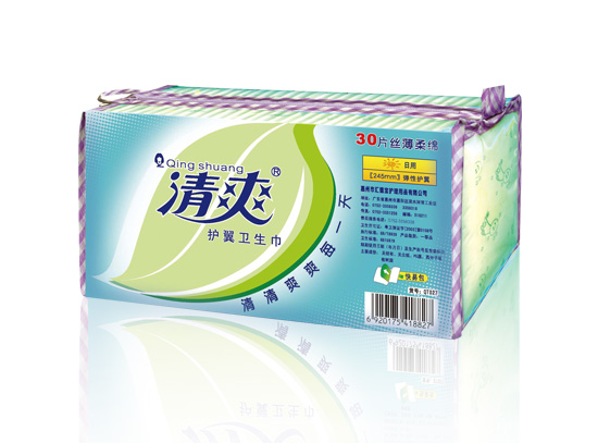 清爽水晶系列—30片245mm日用絲薄柔棉彈性護(hù)翼衛(wèi)生巾