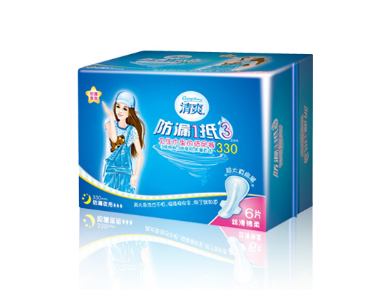 清爽U氧系列——防漏1抵3纖巧6片柔棉衛(wèi)生巾