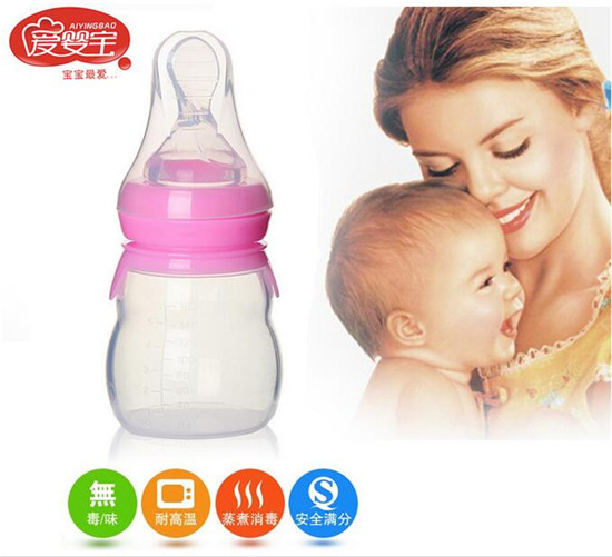 愛嬰寶硅膠擠壓米糊果汁水輔食奶瓶160ml