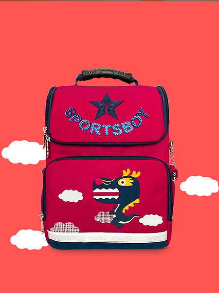 得力熊動(dòng)物之森輕量定型書(shū)包紅色