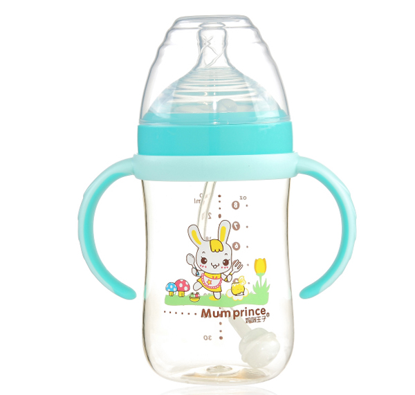 媽咪王子中口徑PPSU自動吸240ml奶瓶 綠色