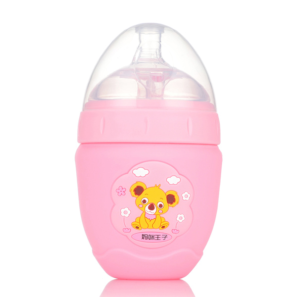 媽咪王子防摔超寬口玻璃奶瓶150ml 粉色