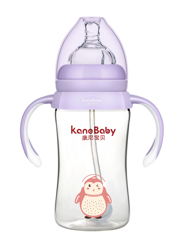 康尼寶貝萌粉舞動企鵝PA奶瓶-紫色1