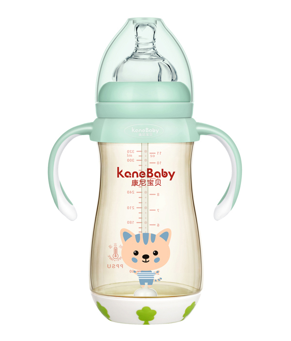 康尼寶貝時尚條紋貓小子PPSU奶瓶-綠色