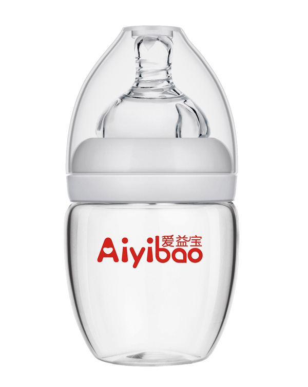 愛(ài)益寶120ml寬口徑蛋圓形晶鉆玻璃奶瓶 灰色