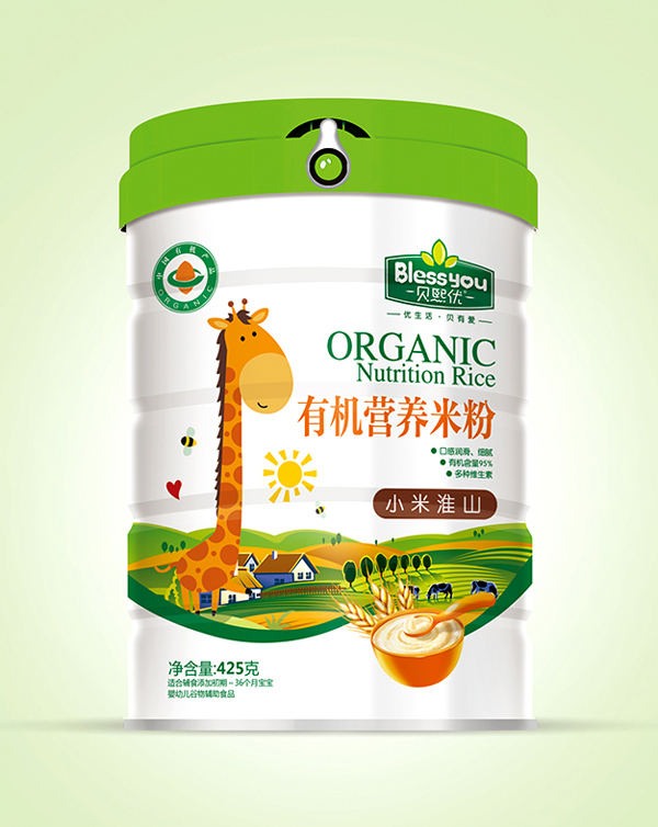 貝熙優(yōu)一標(biāo)一碼有機(jī)米粉425克聽(tīng)裝(小米淮山)