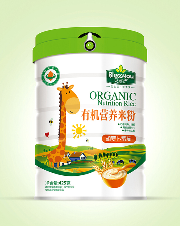 貝熙優(yōu)一標(biāo)一碼有機(jī)米粉425克聽(tīng)裝(胡蘿卜番茄)