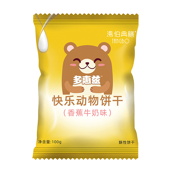 湯伯典膳快樂(lè)動(dòng)物餅干(香蕉牛奶味)袋裝100g