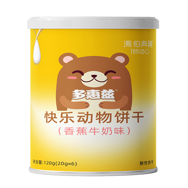 湯伯典膳快樂(lè)動(dòng)物餅干(香蕉牛奶味)罐裝120g