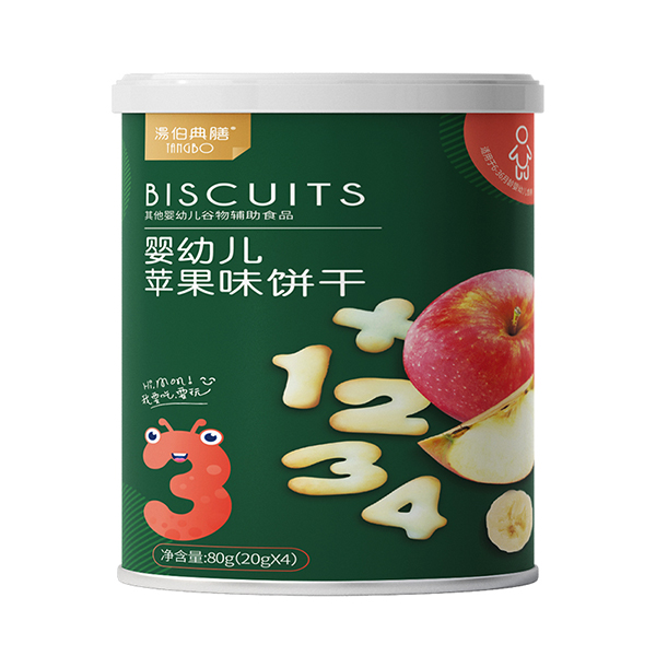 湯伯典膳嬰幼兒蘋果味餅干罐裝80g