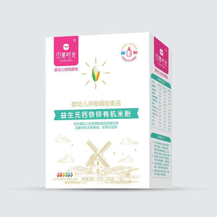 貝美時光益生元鈣鐵鋅有機米粉盒裝