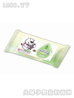 貝貝熊單片裝濕巾綠色包裝