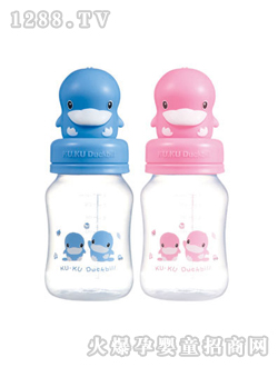 酷咕鴨晶鉆PP寬口造型蓋奶瓶240ml