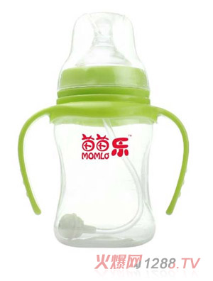 苗苗樂寬口徑雙柄自動(dòng)吸PP奶瓶180ML