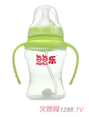 苗苗樂寬口徑雙柄自動(dòng)吸PP奶瓶210ML