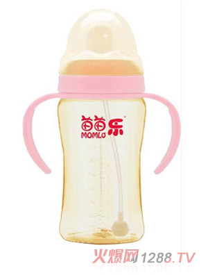 苗苗樂寬口徑雙柄自動(dòng)吸弧形PPSU奶瓶300ml